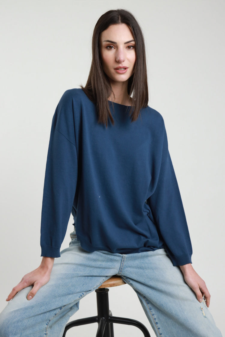 SUSY MIX - MAGLIA BARCHETTA ASIMMETRICA - BLU