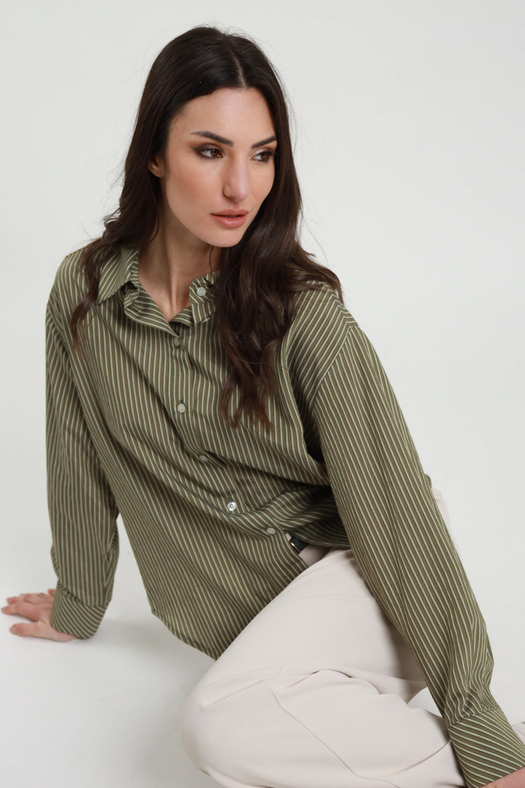 SUSY MIX - CAMICIA RIGHE - VERDE MILITARE