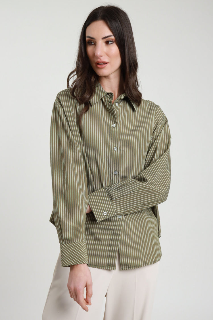 SUSY MIX - CAMICIA RIGHE - VERDE MILITARE