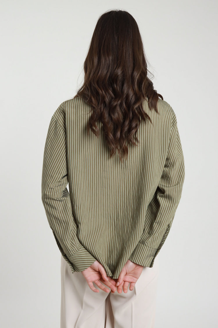 SUSY MIX - CAMICIA RIGHE - VERDE MILITARE