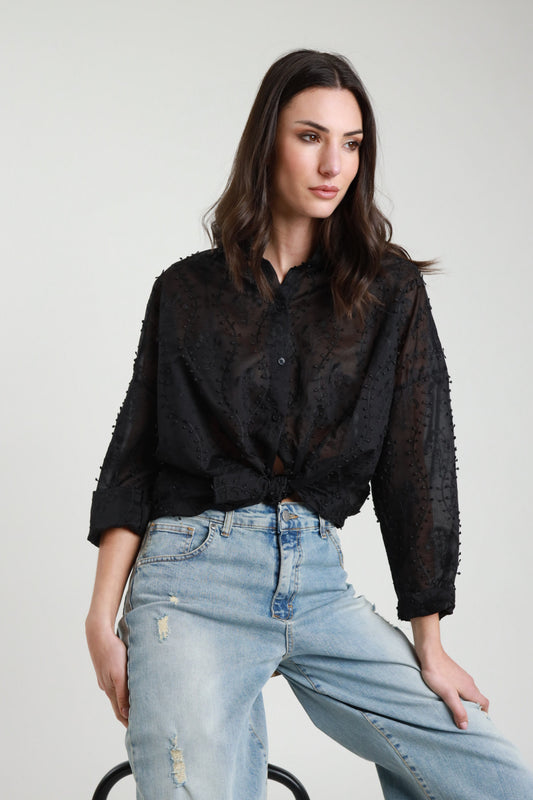 SUSY MIX - CAMICIA RICAMATA - NERO