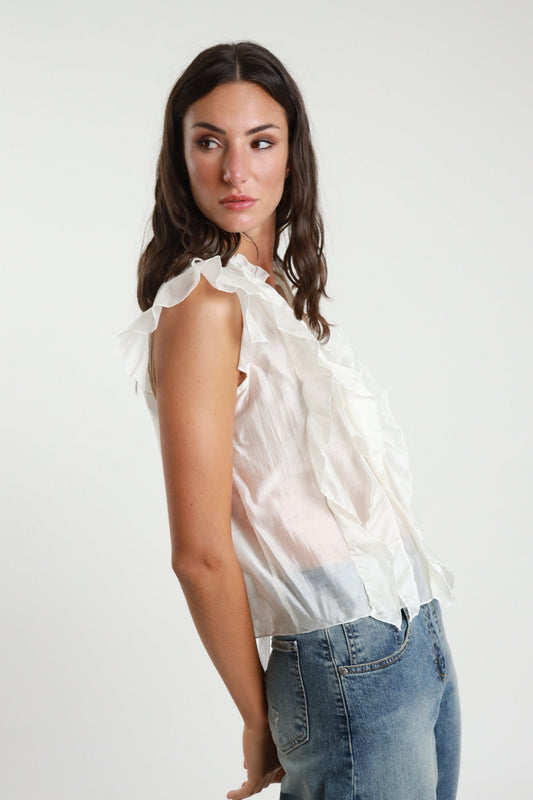 SUSY MIX - CAMICIA SMANICATA ROUGE - CREMA