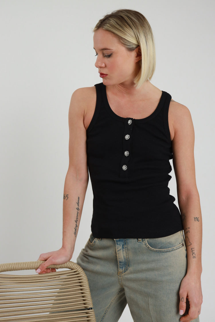 SUSY MIX - CANOTTA CON BOTTONI -NERA