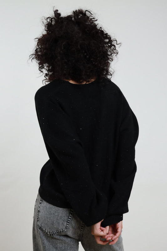 SUSY MIX - CARDIGAN CROP - MICRO PAILLETTES - NERO