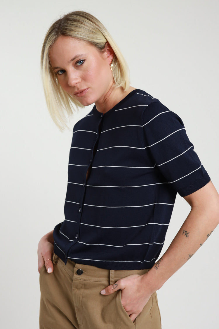 SUSY MIX - MAGLIA BOTTONI COREANA - BLU