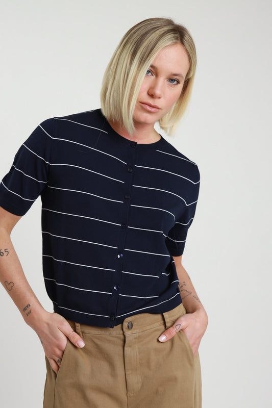 SUSY MIX - MAGLIA BOTTONI COREANA - BLU