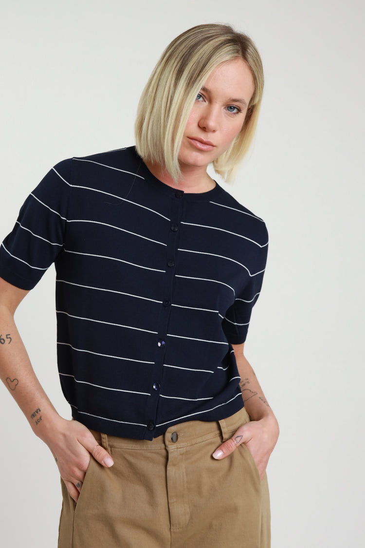 SUSY MIX - MAGLIA BOTTONI COREANA - BLU