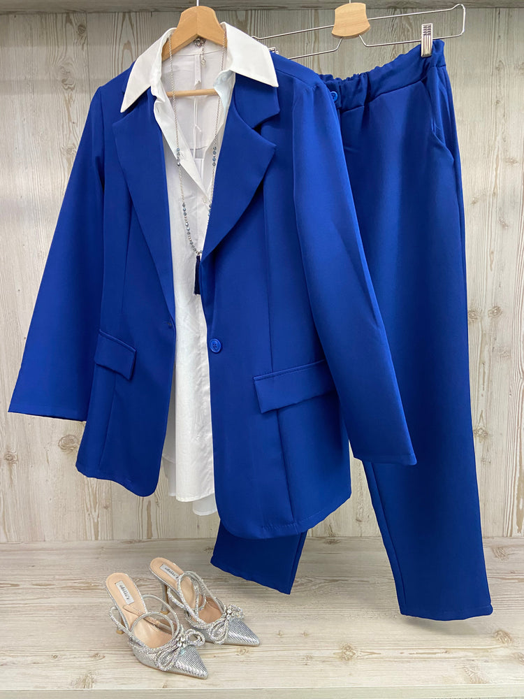 PANTALONE - TAILLEUR CURVY - BLU ELETTRICO