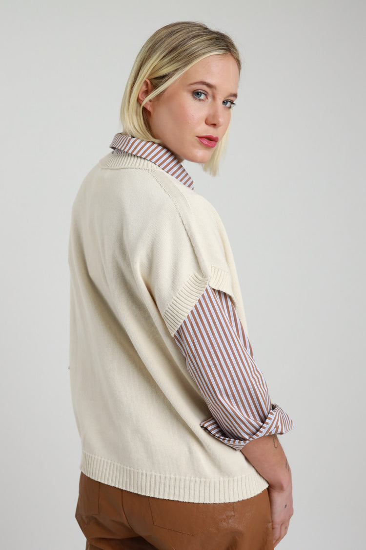 SUSY MIX - MAGLIA GILET - BEIGE