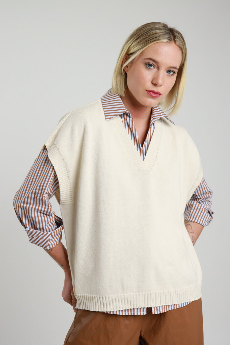 SUSY MIX - MAGLIA GILET - BEIGE