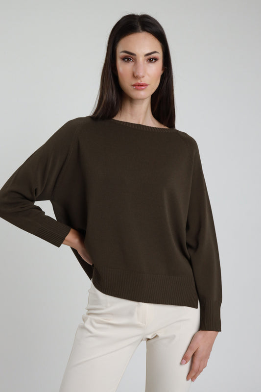 SUSY MIX - MAGLIA SCOLLO A BARCA - MORO