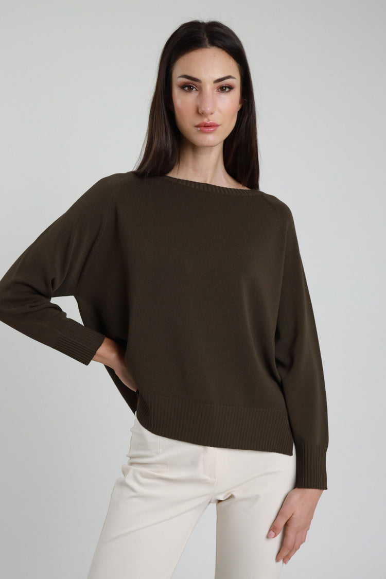 SUSY MIX - MAGLIA SCOLLO A BARCA - MORO