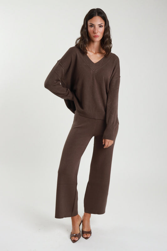 SUSY MIX -  COMPLETO MAGLIA V + PANTALONE - MORO