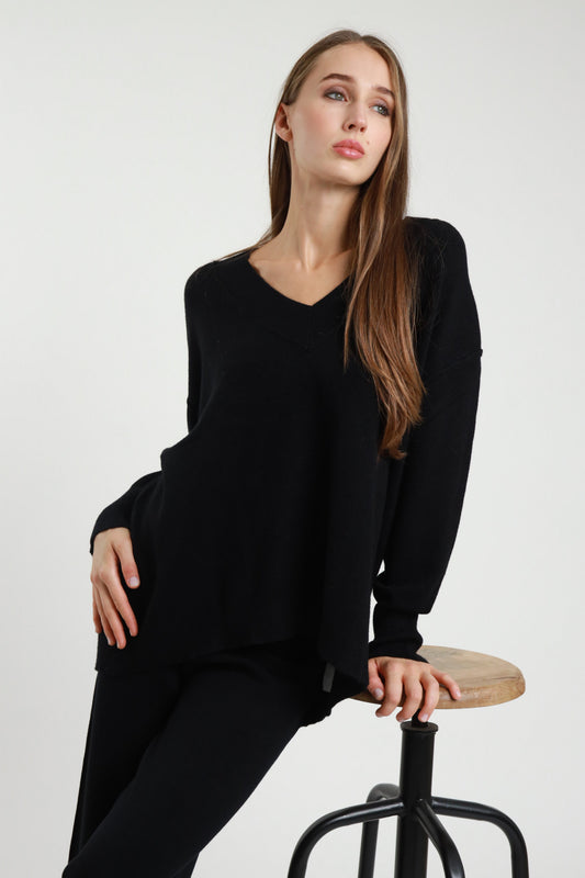 SUSY MIX -  COMPLETO MAGLIA V + PANTALONE - NERO