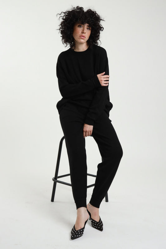 SUSY MIX -  COMPLETO MAGLIA GIROCOLLO + PANTALONE - NERO