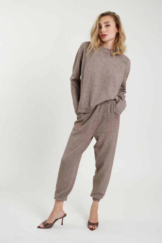 SUSY MIX -  COMPLETO MAGLIA GIROCOLLO + PANTALONE - PANNA