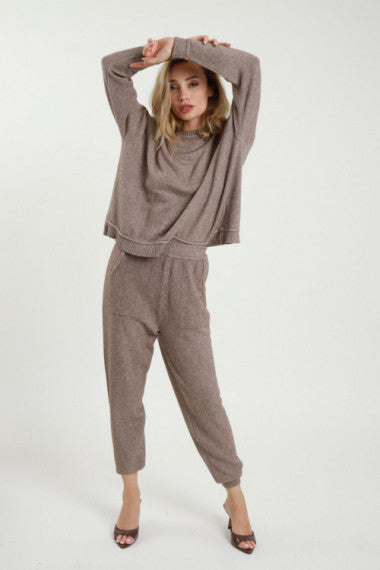 SUSY MIX -  COMPLETO MAGLIA GIROCOLLO + PANTALONE - PANNA
