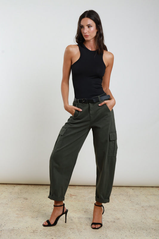 SUSY MIX -  PANTALONE TASCONATO - VERDE MILITARE