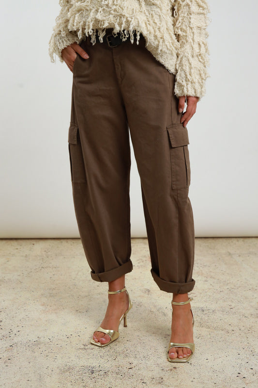 SUSY MIX -  PANTALONE TASCONATO - MORO
