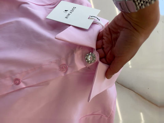 Susy mix - Camicia bottone gioiello  - rosa