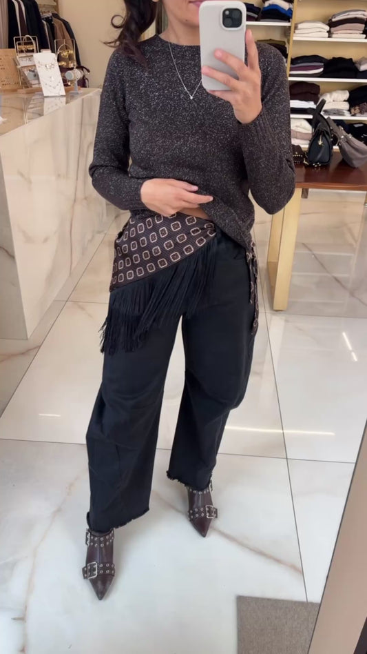 SUSY MIX - PANTALONE c/FOULARD - NERO