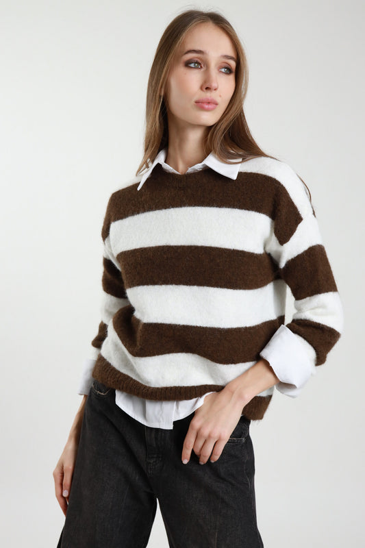 SUSY MIX - MAGLIONCINO RIGATO CHOCO