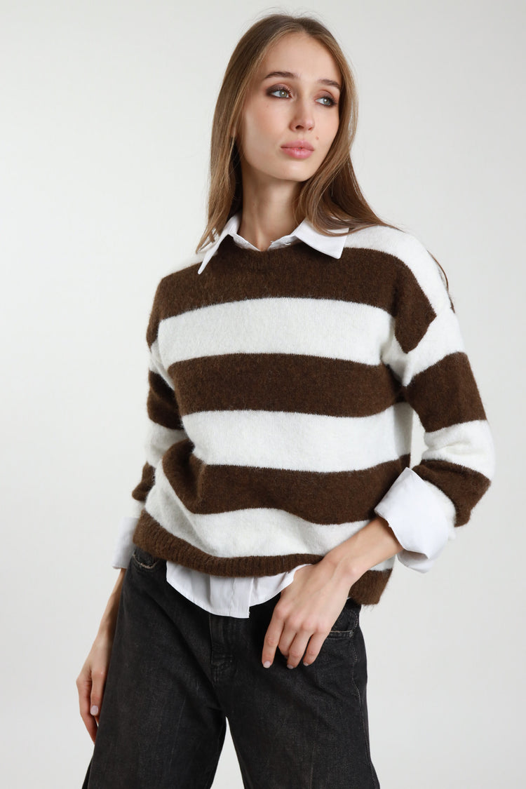 SUSY MIX - MAGLIONCINO RIGATO CHOCO