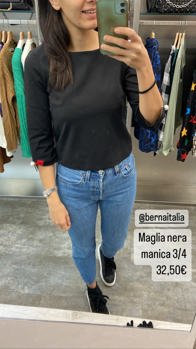 BERNA -  MAGLIA MANICA 3/4 - NERA